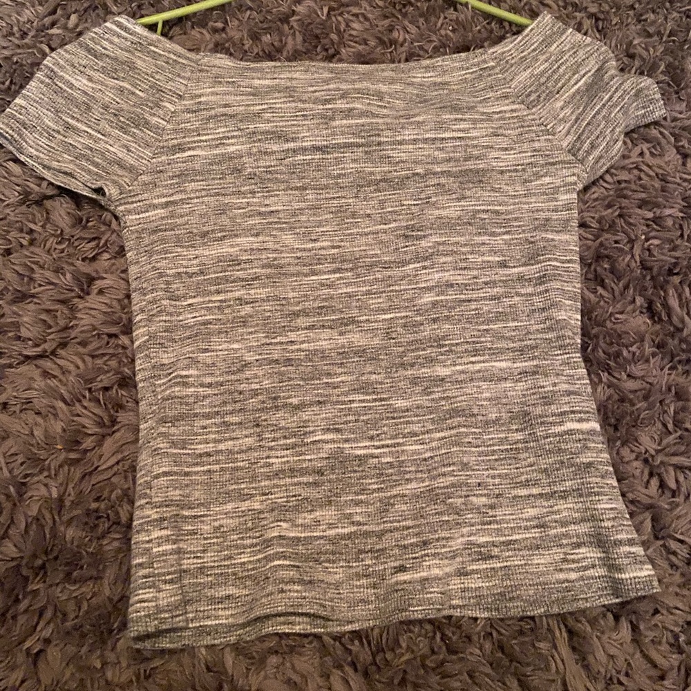 Forever 21 off shoulder grey marble tee
